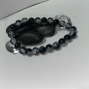 Hand Crafted Black and Gray Ombré Beaded Bracelet